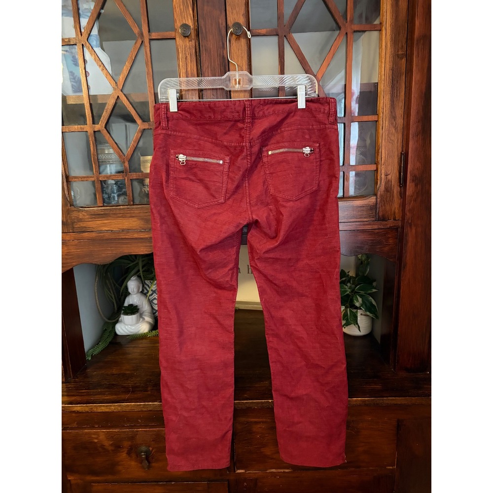 Isabel Marant Etoile Red Corduroy Moto Pants Zipper Detail Size 42 FR - Picture 3 of 6